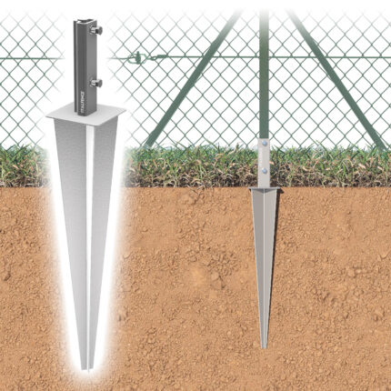 Einschlag-Bodenhülse für T-Profil Zaunpfosten verzinkt