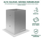 Soporte para poste de madera cuadrado, acero galvanizado - Imagen 3