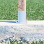 Soporte para poste de madera redondo, acero galvanizado - Imagen 2