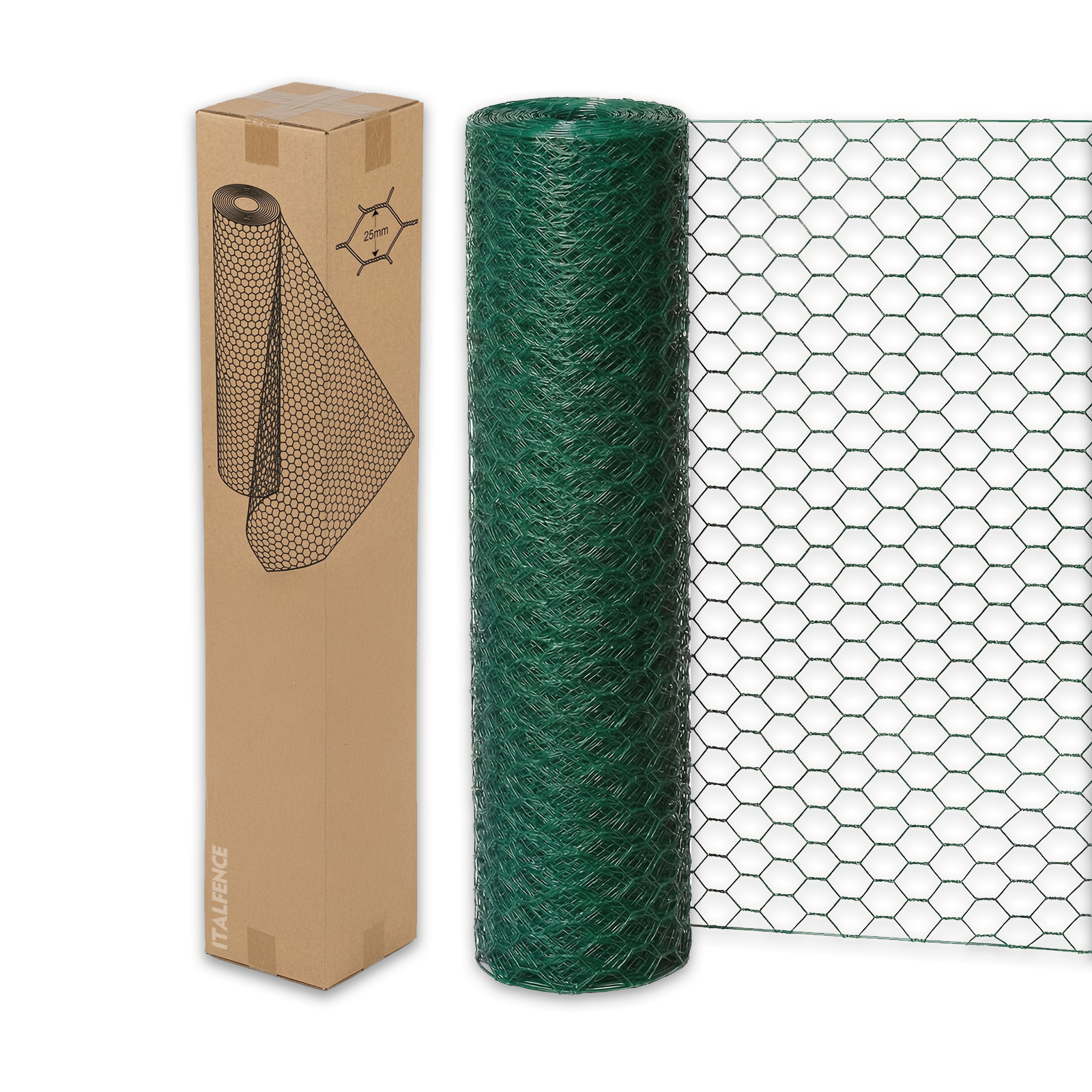 RPOL-PLVE-PRINCIPALE Rete metallica esagonale per pollaio verde H100cm 25m - immagine 1